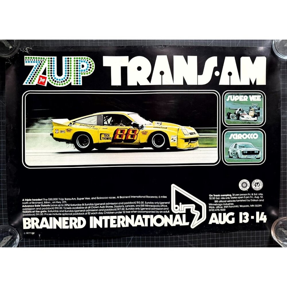 vintage 1977 SCCA 7-UP Nationals Race CAR racing poster Brainerd Monza